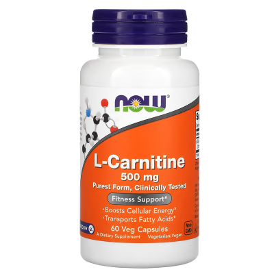 Now L-Carnitine, 500 mg, 60 Veg Capsules