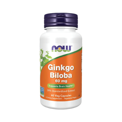 Now Ginkgo Biloba 60 Mg 60 Veg Capsules