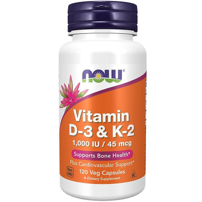 Now Vitamin D-3 & K-2 Capsules 120